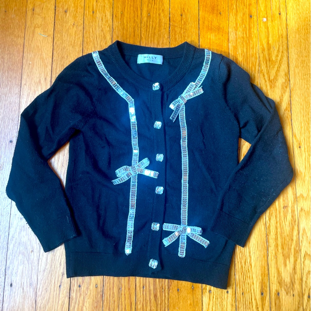 Milly Minis cardigan size 4 black sequin rare